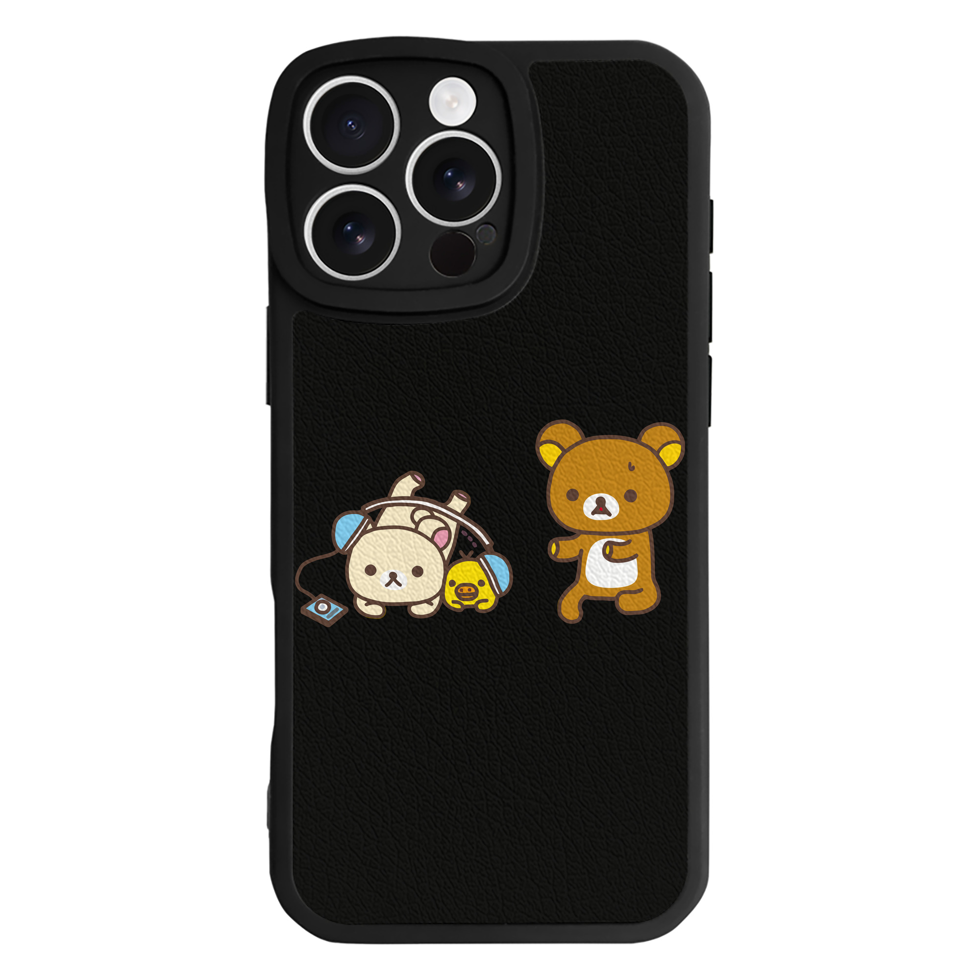 （画像用） リラックマ リラックマ キイロイトリ Rilakkuma Korilakkuma Kiiroitori 【iPhone 16シリーズ対応】シリコンスマホケース（レザー調） 材質：シリコン